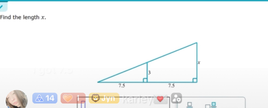 Find the length x.
14