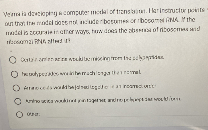 Solved: Velma is developing a computer model of translation. Her ...
