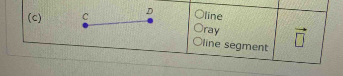 D
(c) C line 
ray 
line segment
vector □ 