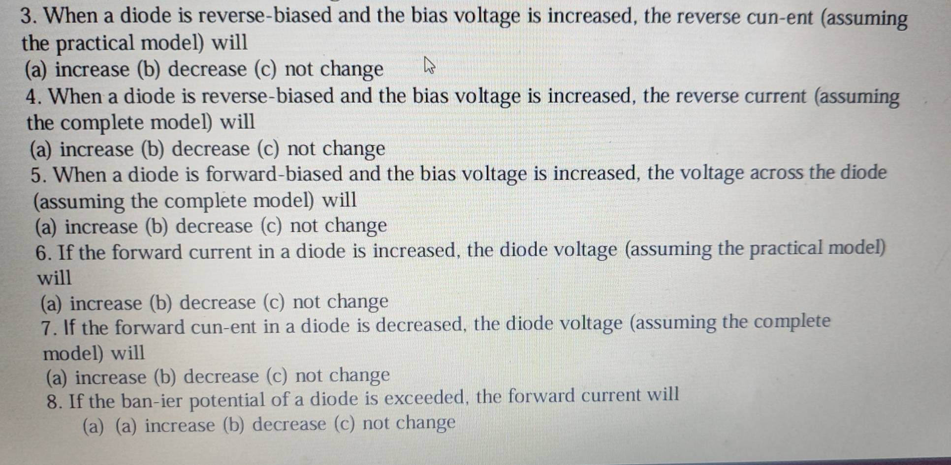 Solved: When a diode is reverse-biased and the bias voltage is ...