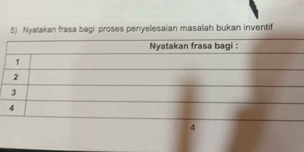 Nyatakan frasa bagi proses penyelesaian masalah bukan inventif