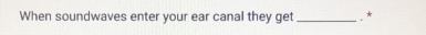 When soundwaves enter your ear canal they get _.*