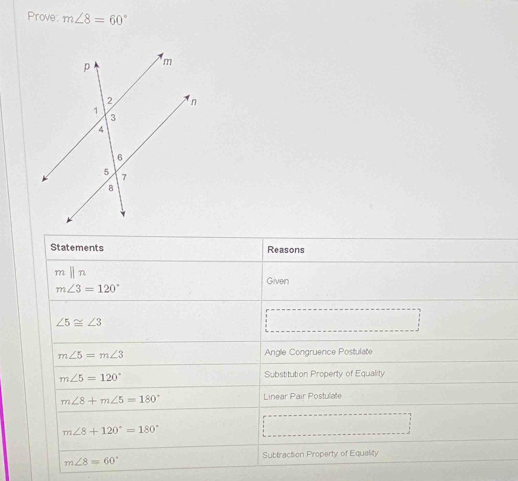 Prove: m∠ 8=60°