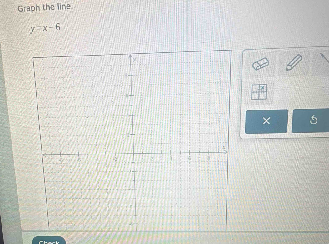 Graph the line.
y=x-6
× 
Check