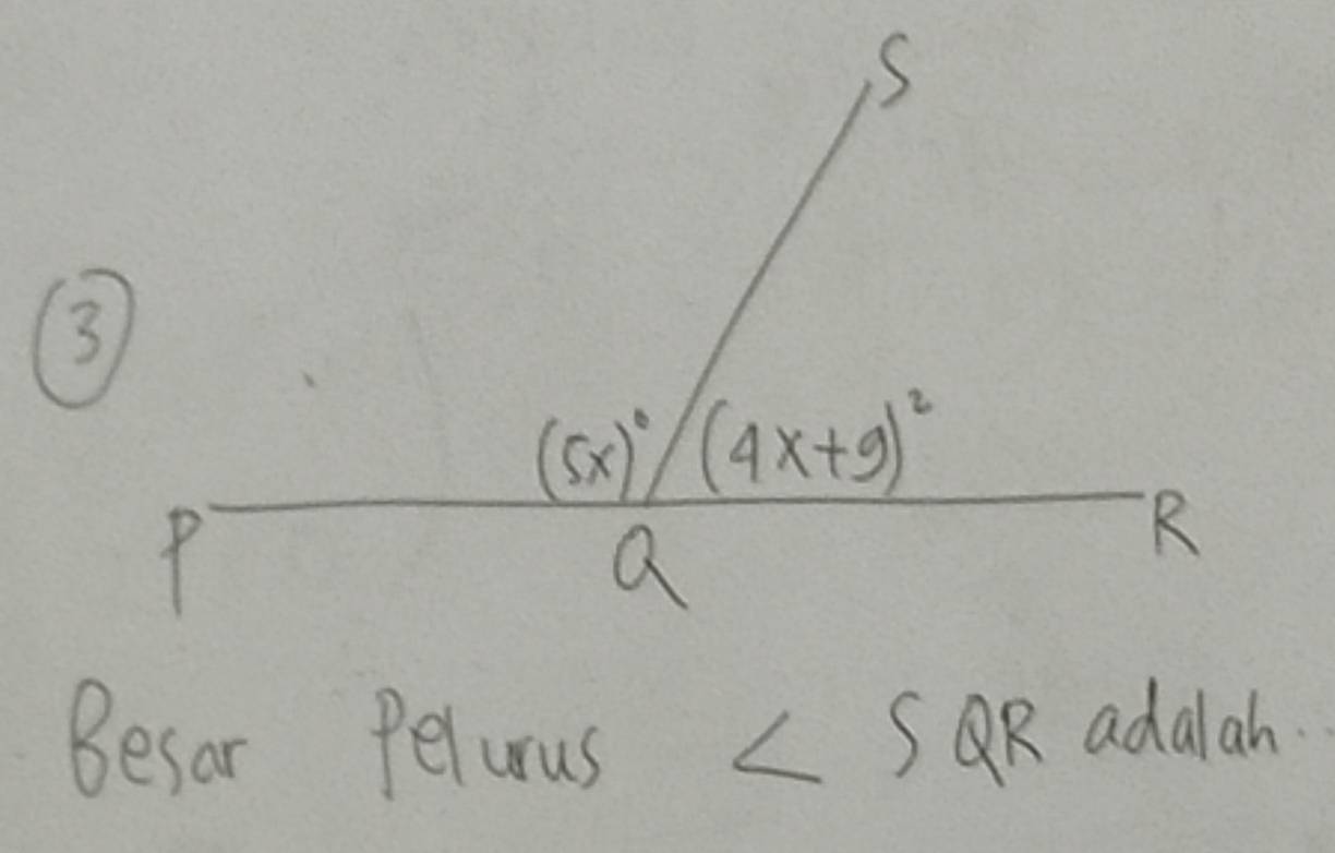 Besar Pelurus ∠ SQR adalah