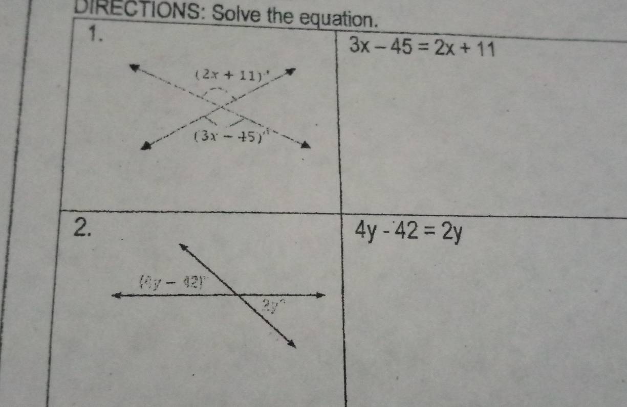 DIRECTIONS: Solve the equation.