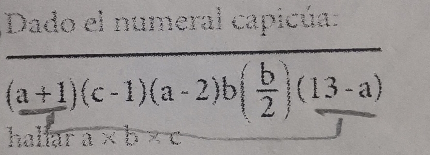 Dado el numeral capicúa:
( (a+1)/2 )(c-1)(a-2)b( b/2 )(13-a)