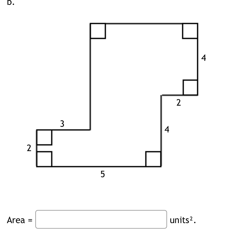 Area =□ units^2. 
Area . ^