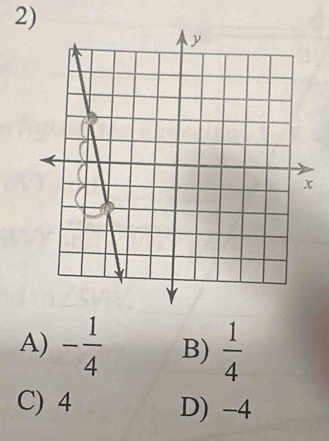 A) - 1/4  B)  1/4 
C) 4
D) -4