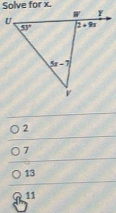 Solve for x.
2
7
13
8^(11)