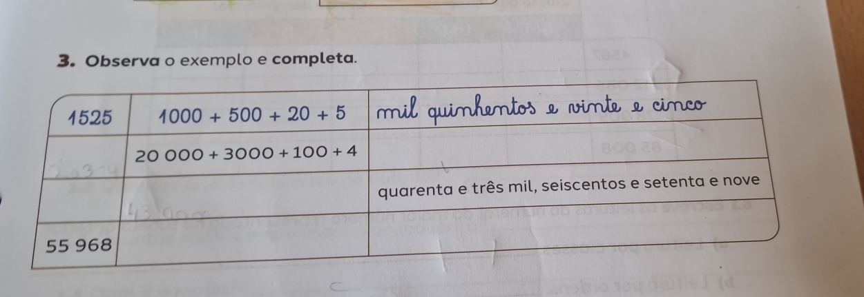 Observa o exemplo e completa.