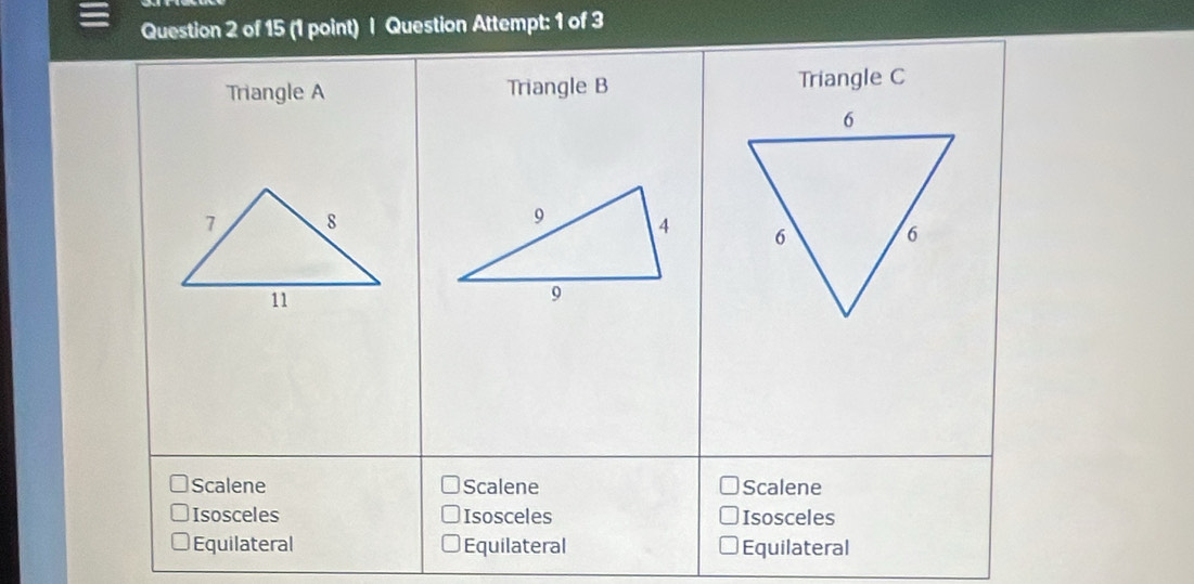 Question Attempt: 1 of 3