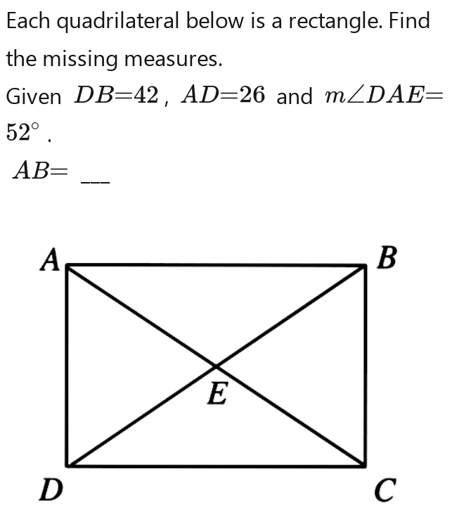 Solved: Each quadrilateral below is a rectangle. Find the missing ...
