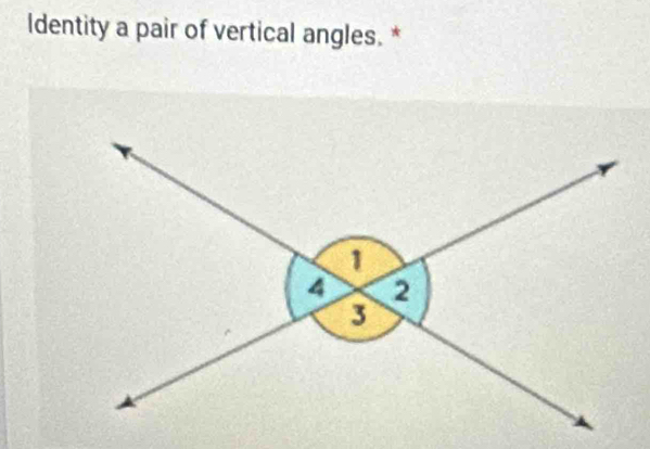 Identity a pair of vertical angles. *