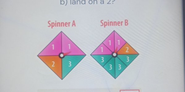 land on a 2? 
Spinner A Spinner B