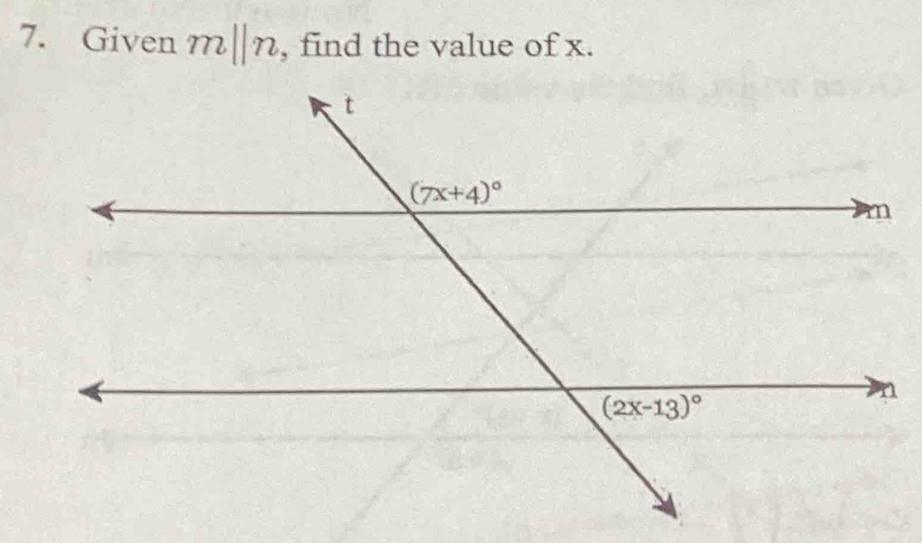 Given m||n , find the value of x.