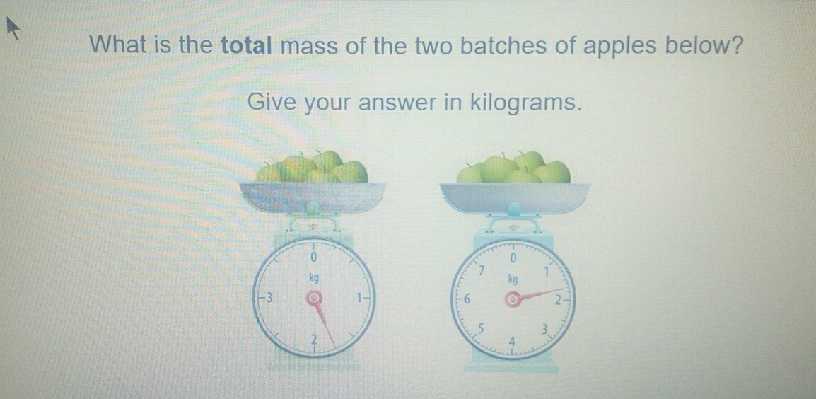 What is the total mass of the two batches of apples below?
Give your answer in kilograms.