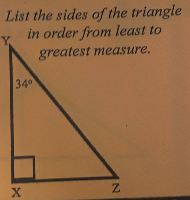 List the sides of the triangle