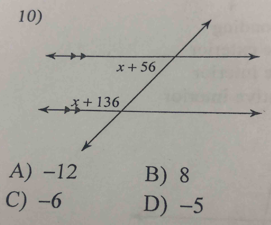 A) -12
B) 8
C) -6
D) -5