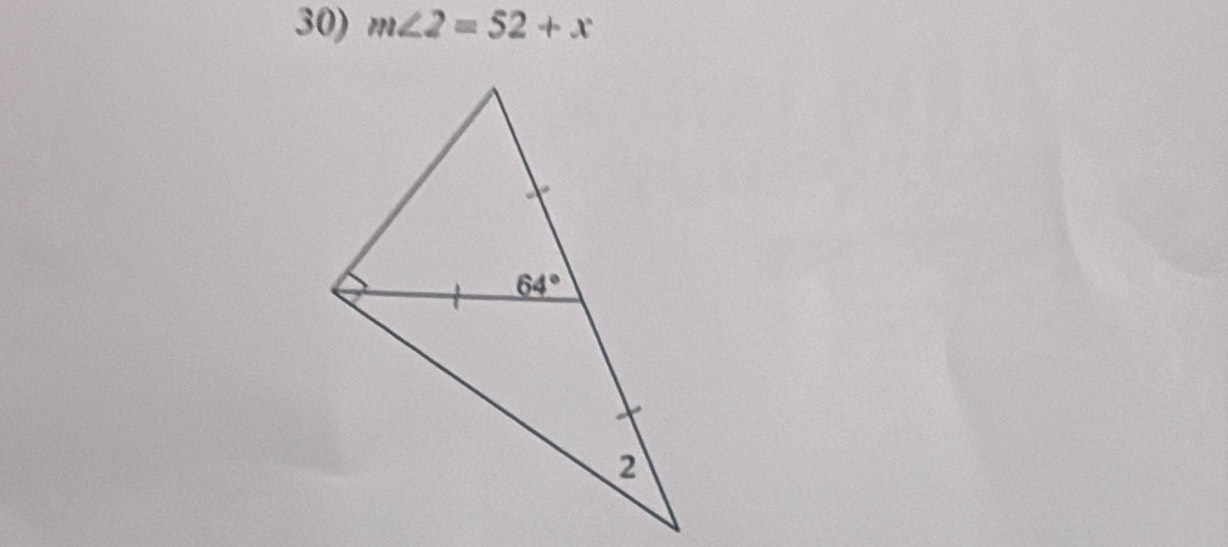 m∠ 2=52+x