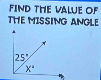 FIND THE VALUE OF
THE MISSING ANGLE