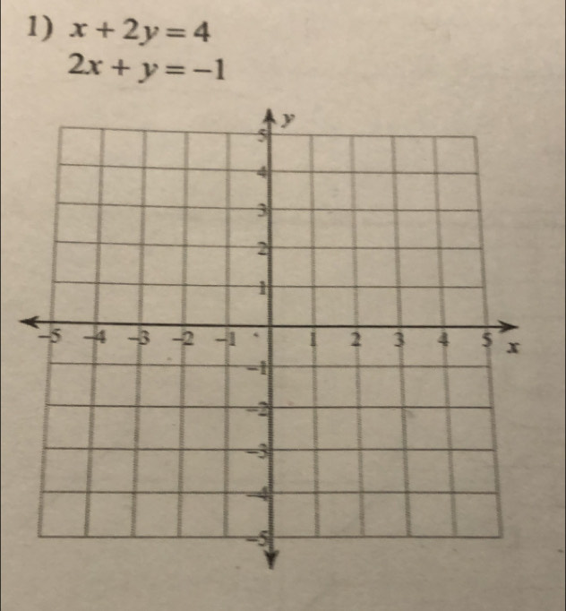 x+2y=4
2x+y=-1