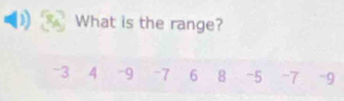 What is the range?
-3 4 -9 -7 6 8 -5 -7 -9