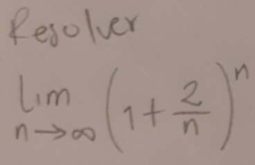 Resolver
limlimits _nto ∈fty (1+ 2/n )^n