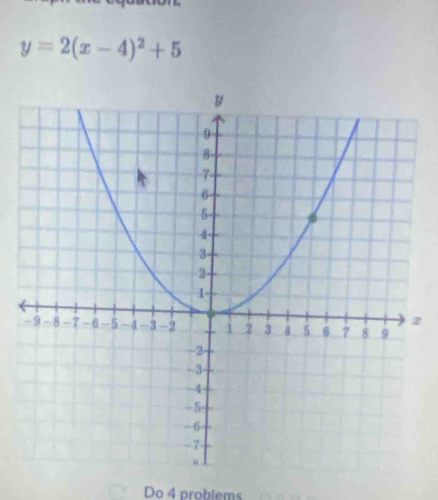 y=2(x-4)^2+5
z 
Do 4 problems