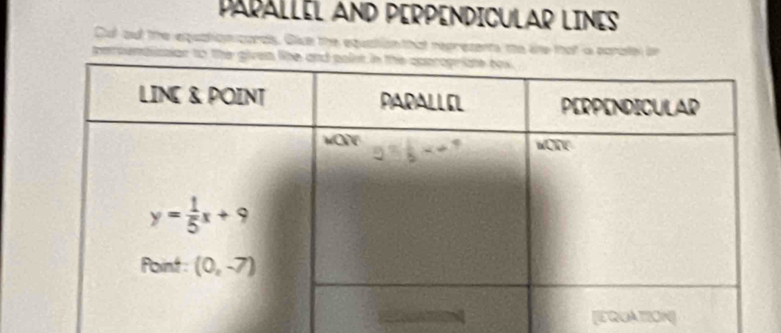 PARALLEL AND PERPENDICULAR LINES
Out ad the