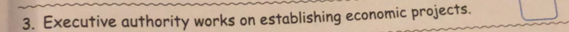 Executive authority works on establishing economic projects.