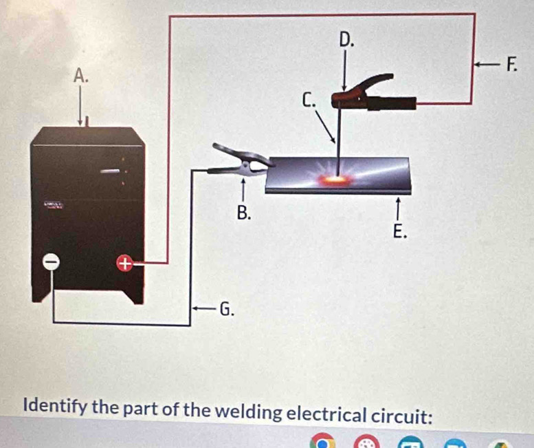 + 
G. 
Identify the part of the welding electrical circuit: