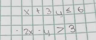 x+3y≤ 6
-2x-y>3