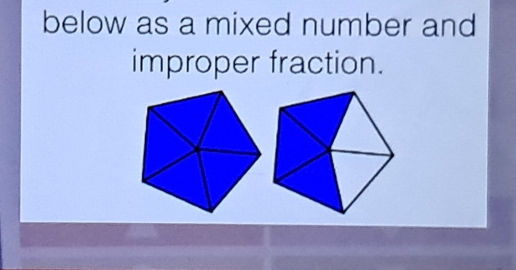 below as a mixed number and 
improper fraction.