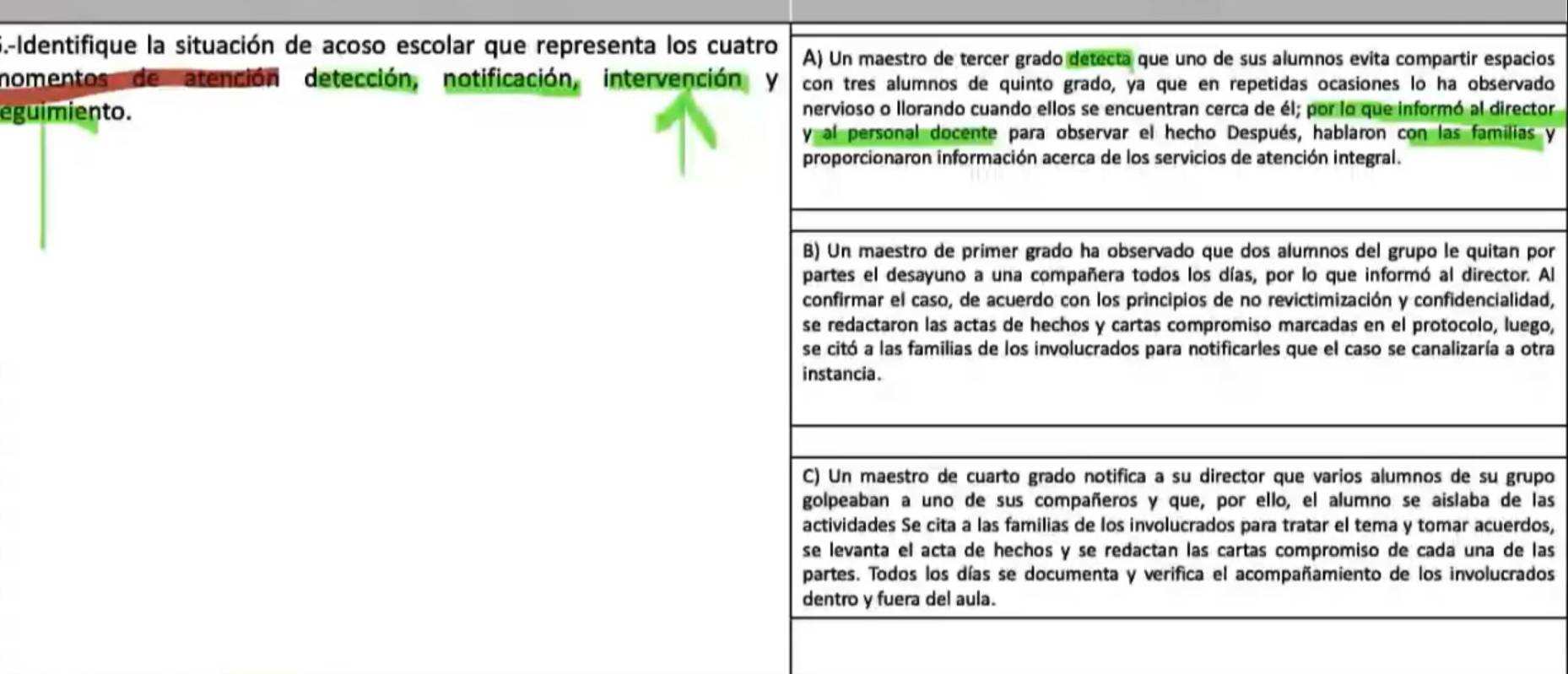 Resuelto:5.-Identifique la situación de acoso escolar que representa ...