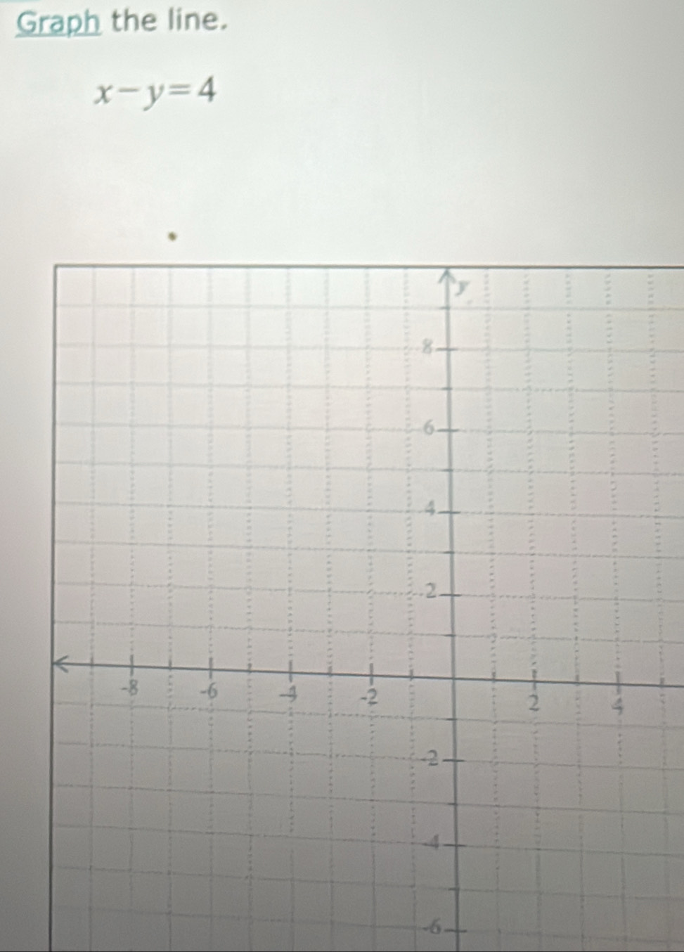 Graph the line.
x-y=4
-6.