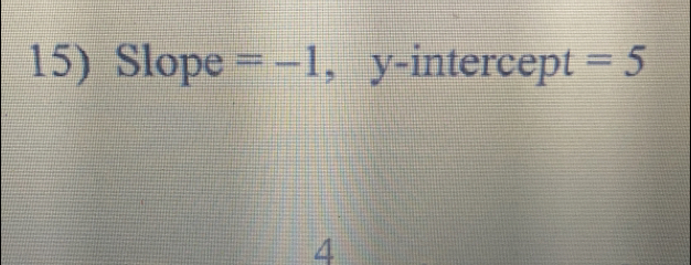 Slope =-1 , y-intercept =5
4