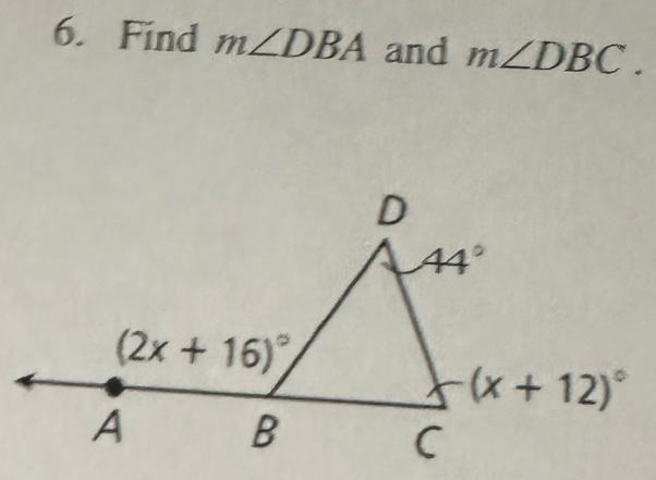 Find m∠ DBA and m∠ DBC.