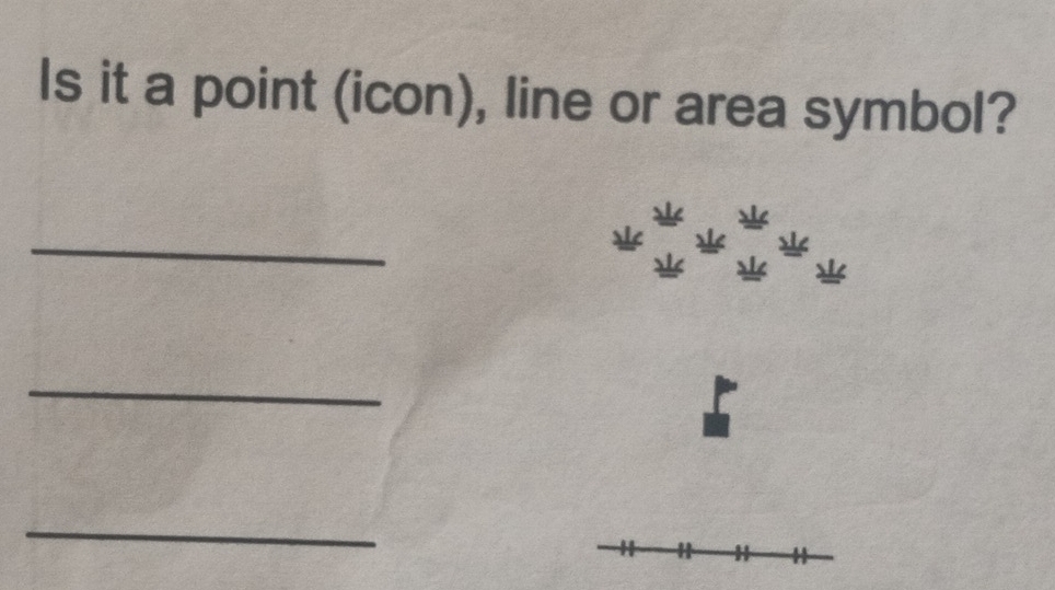 Is it a point (icon), line or area symbol? 
_ 
_ 
_