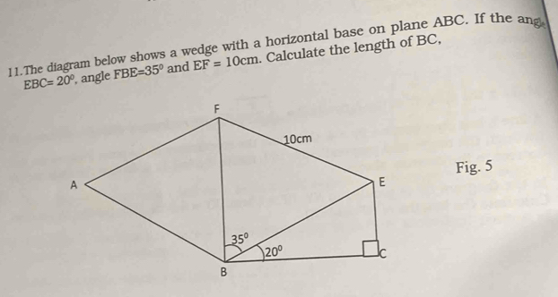 Solved: The diagram below shows a wedge with a horizontal base on plane ...