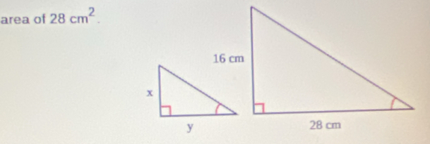 area of 28cm^2.