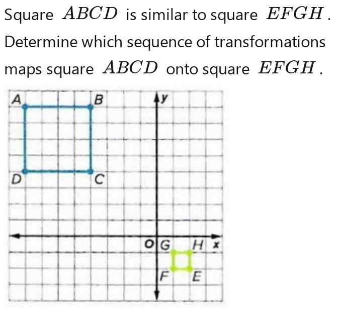 Solved: Square ABCD is similar to square EFGH. Determine which sequence ...