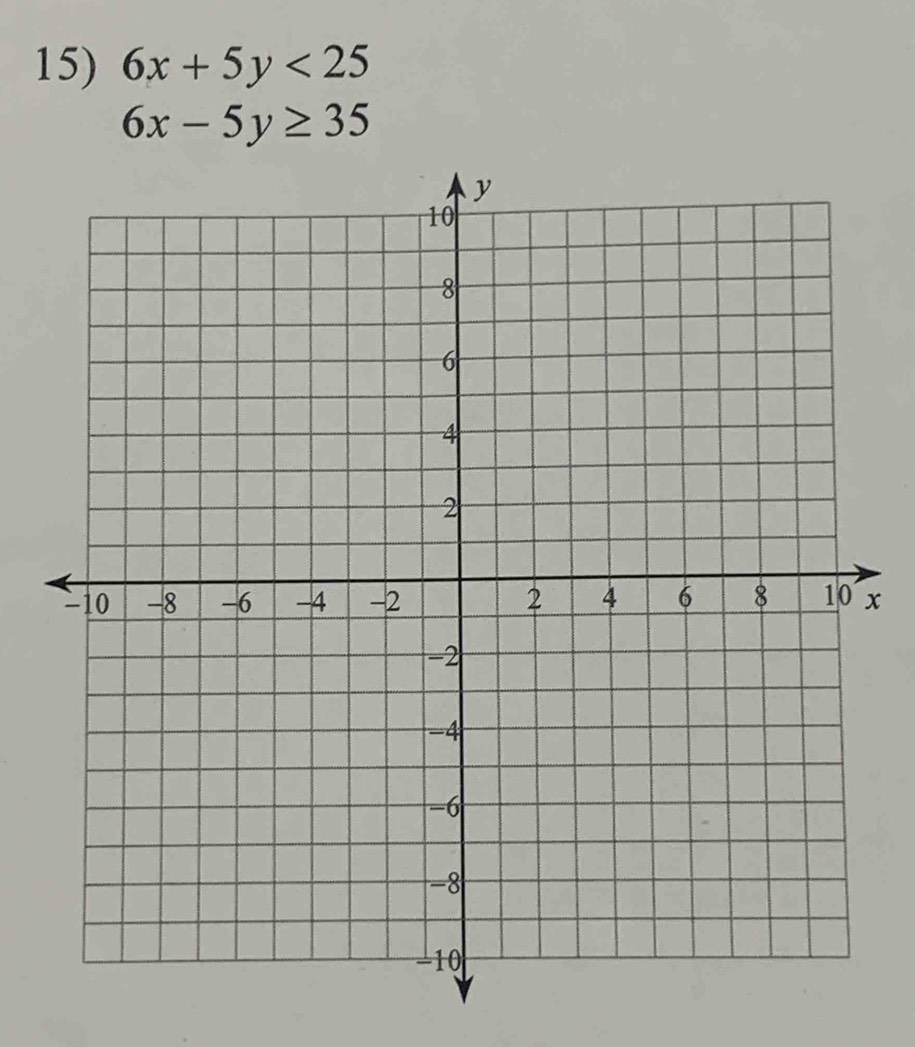 6x+5y<25</tex>
6x-5y≥ 35
x