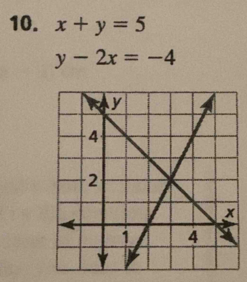 x+y=5
y-2x=-4