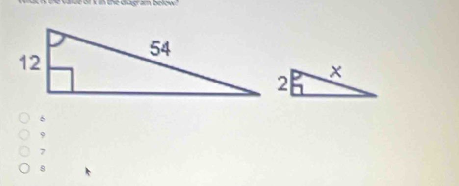 alde ol k in the diagram below?
6
9
7
8