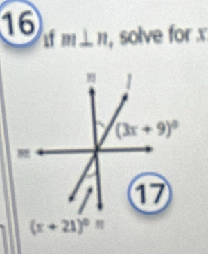 16
m⊥ n , solve for x