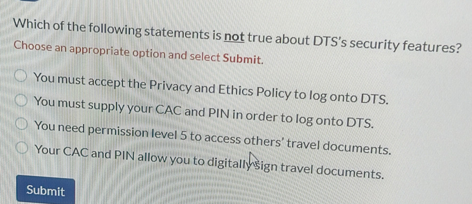 Solved: Which of the following statements is not true about DTS’s ...