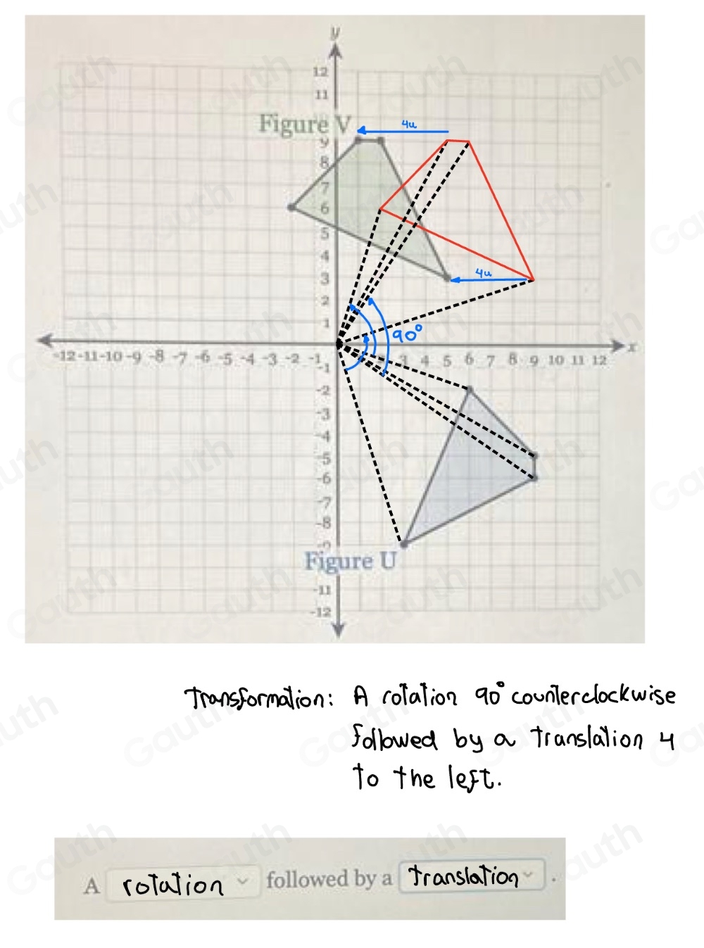 Folbwed by a Translation 4
To The left. 
A rotaion followed by a TranslaTioq