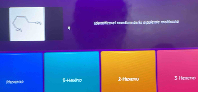 Idemifitcs el nombre de la sigutente molécuto
Hexeno 3 -Hexino 2 -Hexeno 3 -Hexeno