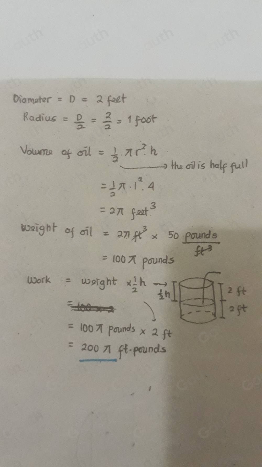 Solved: The work done in lifting an object is the product of the weight ...